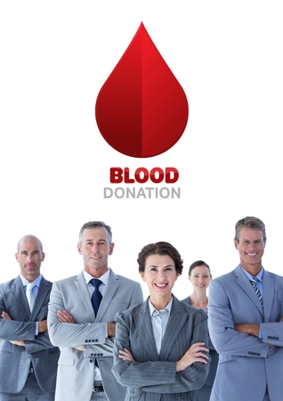 Digital composite of Business people and blood donation conceptの写真素材