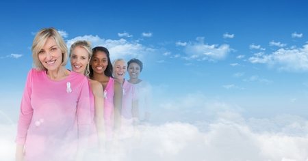 Digital composite of Breast cancer women with transition of skyの写真素材