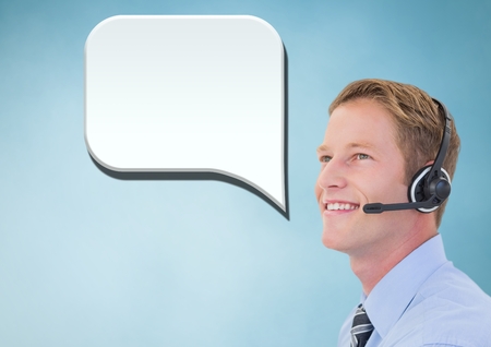 Digital composite of Customer care service man with chat bubble