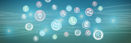 Contact icon  against green and blue backgroundの写真素材