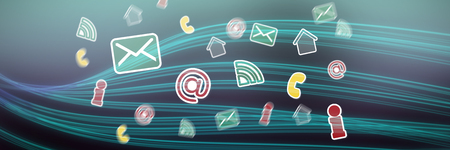 Contact icon  against purple and blue backgroundの写真素材