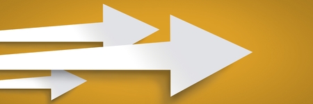 Digital composite of Long arrows pointing on yellow backgroundの写真素材