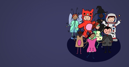 Digital composite of Halloween partyの写真素材