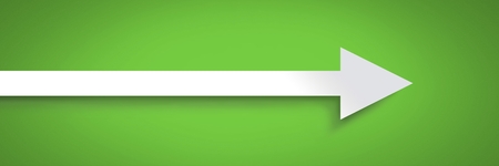 Digital composite of Long arrow pointing on green backgroundの写真素材