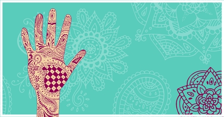 Digital composite of Henna on hand diwali, wideの写真素材