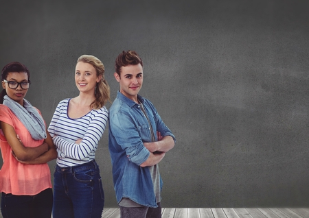Digital composite of Creative people with blackboard backgroundの写真素材