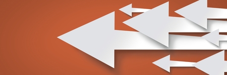 Digital composite of Long arrows pointing on orange backgroundの写真素材