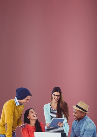 Digital composite of Creative people with red backgroundの写真素材