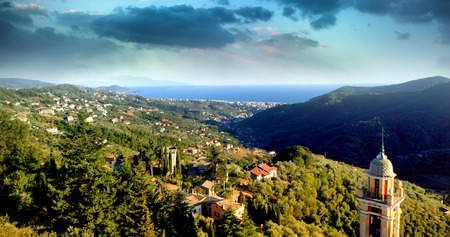 Sky view of a village in mountainの写真素材