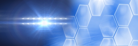 Digital composite of Sports stadium lights transition effect with  hexagonsの写真素材