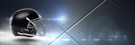 Digital composite of American football helmet with geometric transitionの写真素材