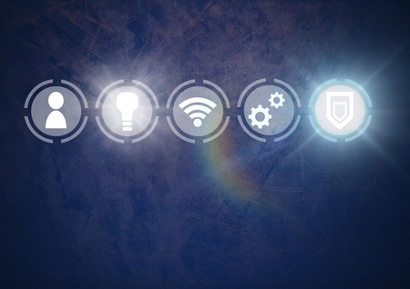Digital composite of Icons interface of Internet Of Things over blue backgroundの写真素材