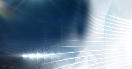 Digital composite of Sports stadium lights transition effect with linesの写真素材