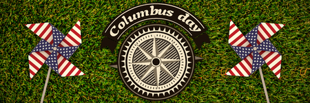 Big brown  for event american event Columbus day  against full frame shot of grassy fieldの写真素材