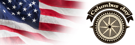 American event colombus day  against full frame of wrinkled american flagの写真素材