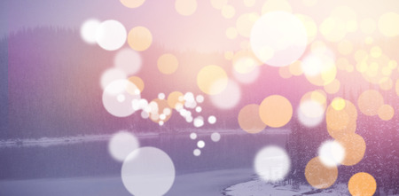 Scenic view of lake with bokeh in foreground during winter