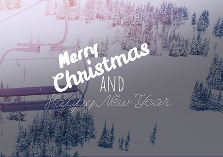 Digital composite of merry Christmas and happy new year text on snow background