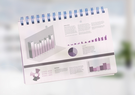 Digital composite of Pie chart information statistics  with windows background