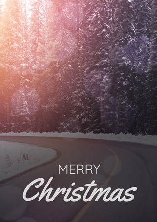 Digital composite of merry Christmas text on snow background