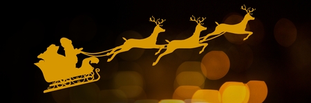 Digital composite of Sparkling lights with Santa's sleigh and reindeer'sの写真素材