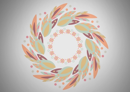 Digital composite of Grey background with flower patternの写真素材