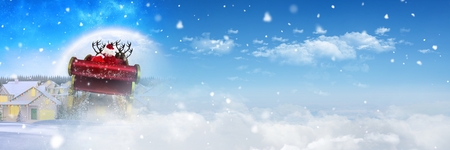 Digital composite of Winter sky transition of Santa's sleigh and reindeer'sの写真素材