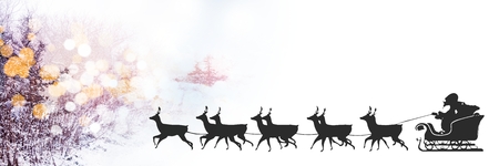 Digital composite of Winter transition of Santa's sleigh and reindeer'sの写真素材