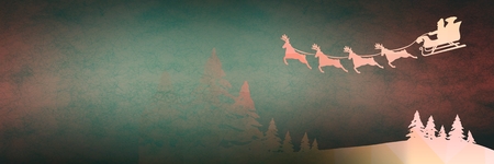 Digital composite of Christmas transition of Santa's sleigh and reindeer'sの写真素材