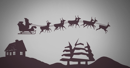 Digital composite of Grey background with Christmas illustrationsの写真素材