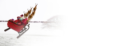 Digital composite of White transition of Santa's sleigh and reindeer'sの写真素材