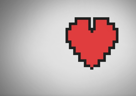 Digital composite of grey background with pixel heart