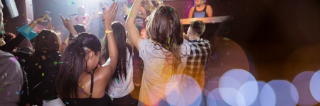 Digital composite of people at concert with transition