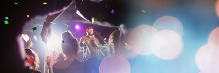 Digital composite of people at concert with transitionの写真素材
