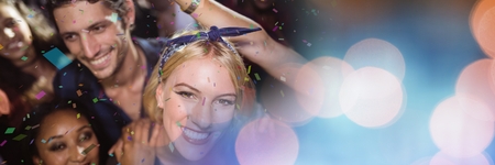 Digital composite of people at concert with transitionの写真素材