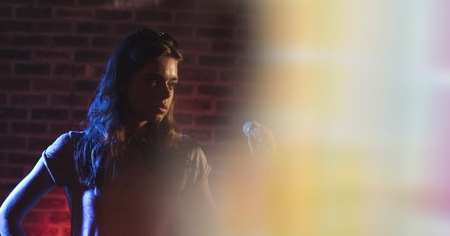 Digital composite of girl at concert with transitionの写真素材