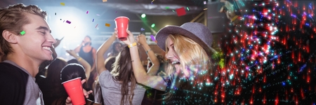 Digital composite of people at concert with transitionの写真素材