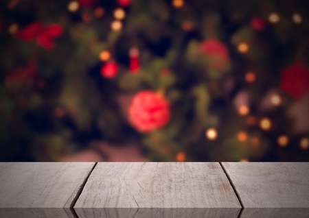 Digital composite of Wooden floor with Christmas theme background