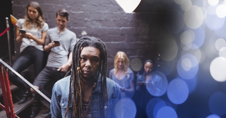 Digital composite of people at concert with transition