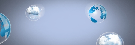 Digital composite of Cloud world bubbles in front of vignetteの写真素材