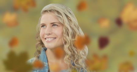 Digital composite of Woman's face with leaves