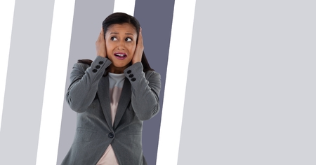 Digital composite of Businesswoman with minimal shapesの写真素材