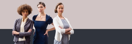Digital composite of Businesswomen with minimal shapesの写真素材