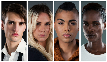 People collage portrait 4 wideの写真素材