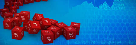Vector icon of percentage symbol against stocks and sharesの写真素材