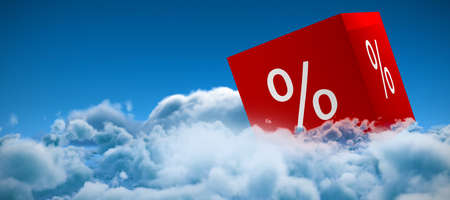 Vector icon of percentage symbol against scenic view of clouds against skyの写真素材