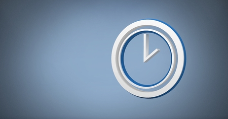 Digital composite of 3D clock icon with blue background