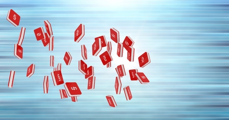 Digital composite of section symbol icons with bright backgroundの写真素材