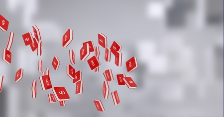 Digital composite of section symbol icons with bright grey backgroundの写真素材