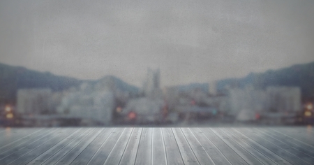Digital composite of Grey City and woodの写真素材
