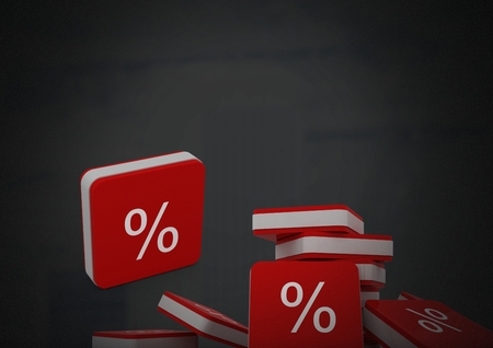 Digital composite of Percent icons and dark background